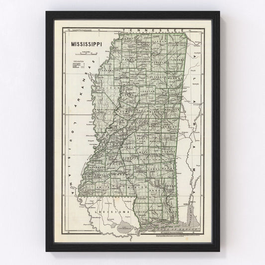 vintage map of Mississippi, 1842