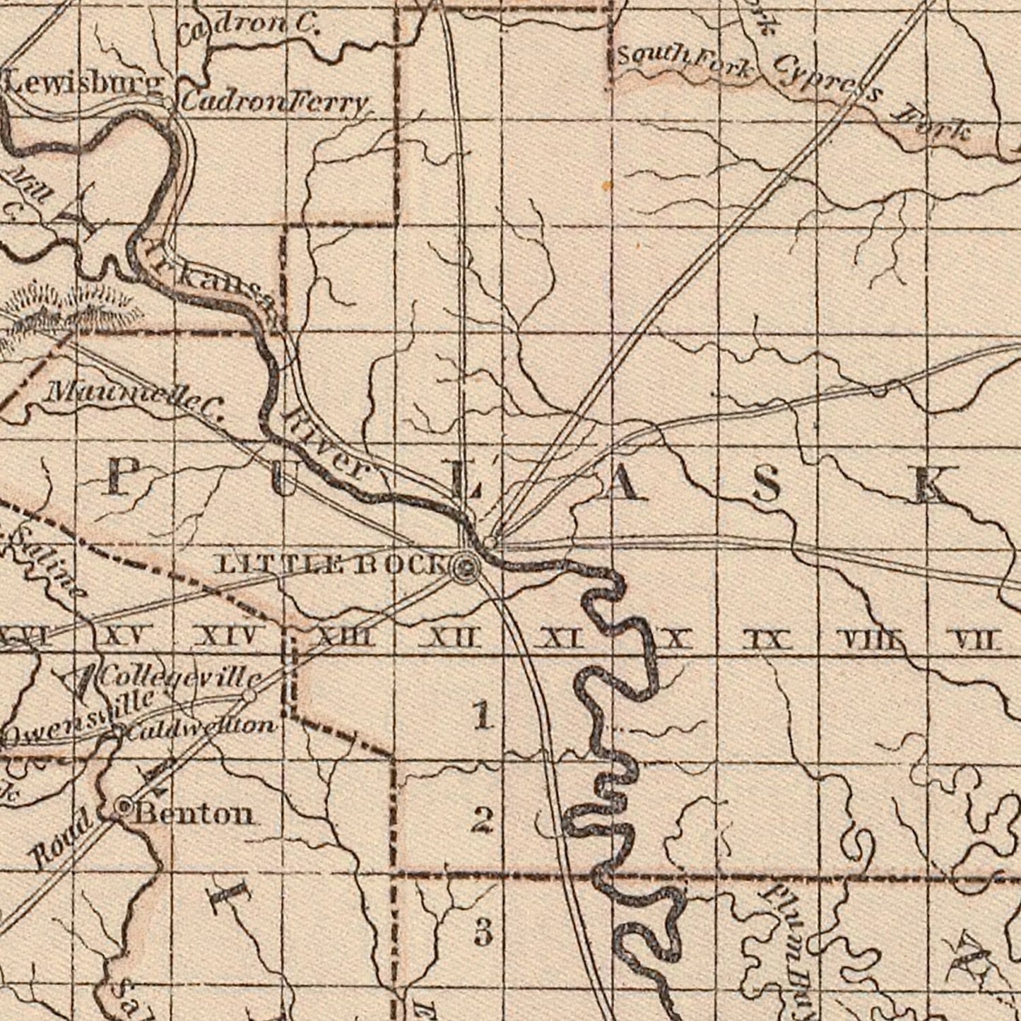 Vintage Map of Arkansas, 1842