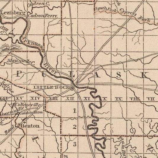 Vintage Map of Arkansas, 1842