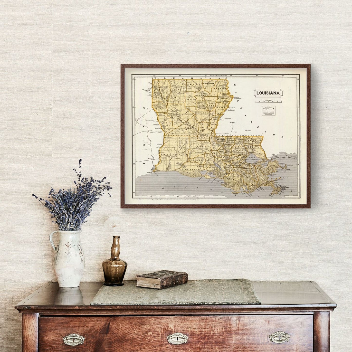 Vintage Map of Louisiana, 1842