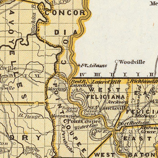 Vintage Map of Louisiana, 1842