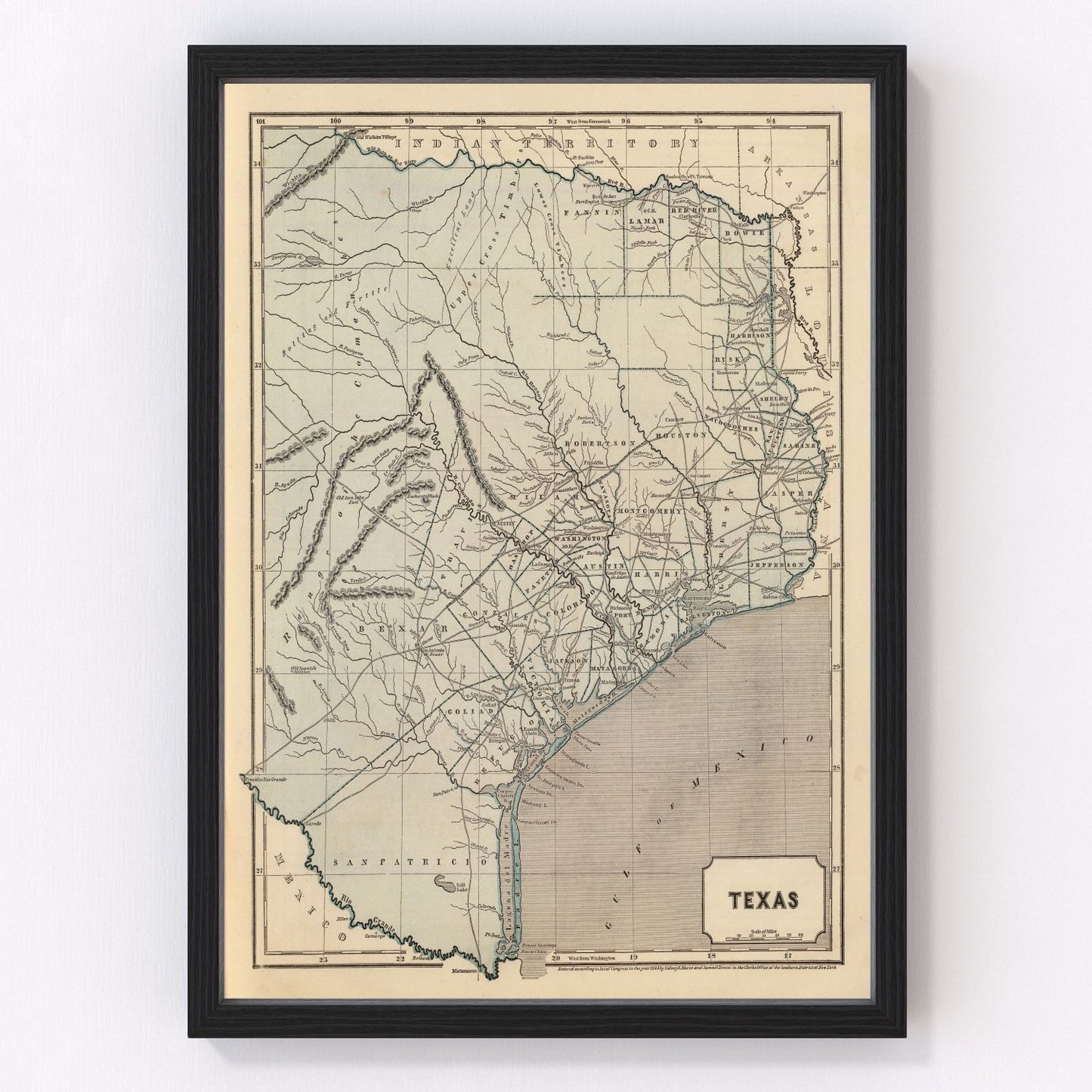 Vintage map of Texas, 1842