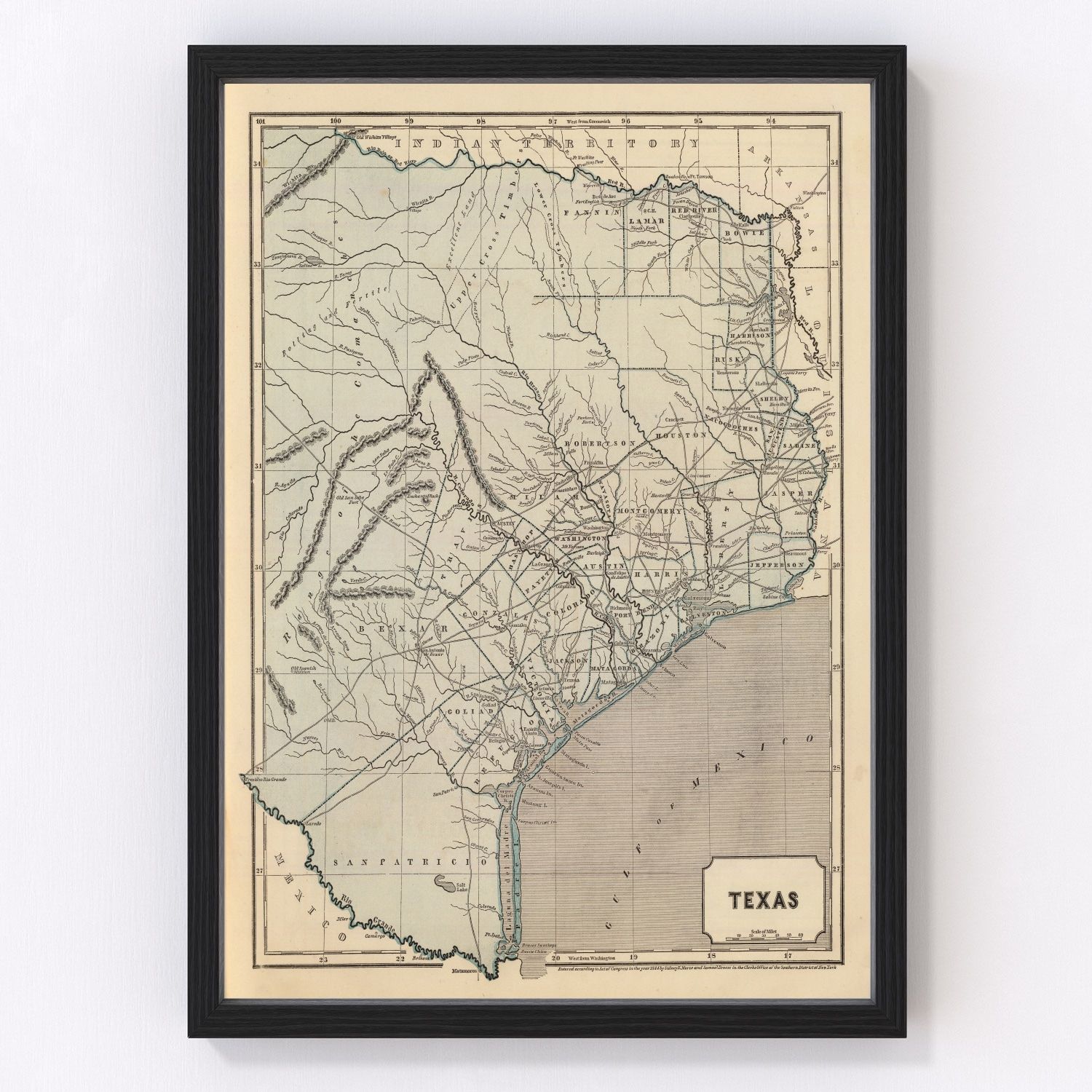 Vintage map of Texas, 1842