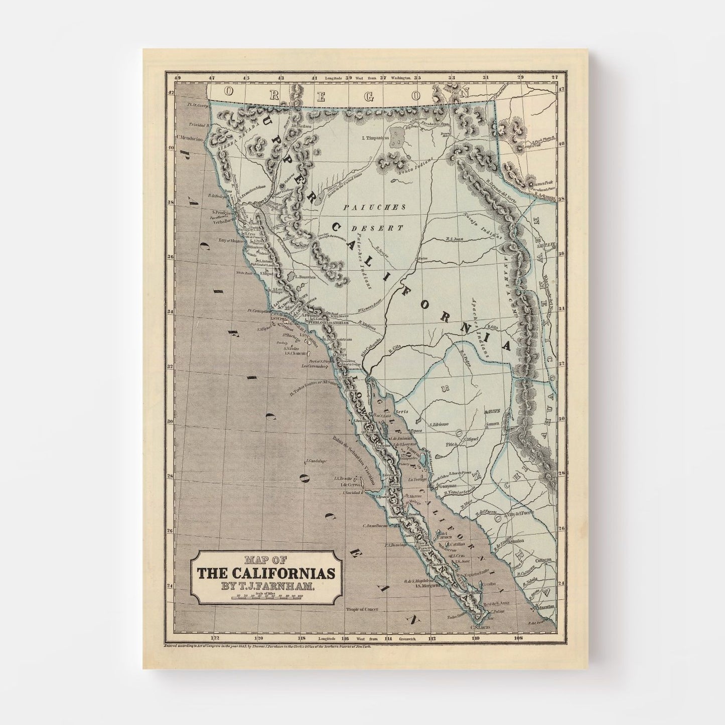 Vintage Map of California, 1842 | Wall Art