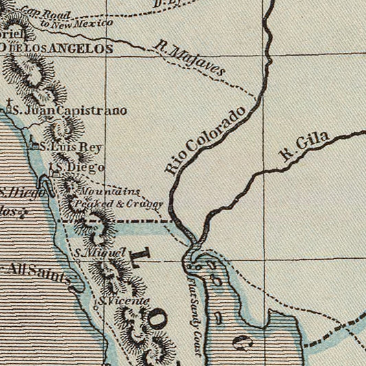 Vintage Map of California, 1842 | Wall Art
