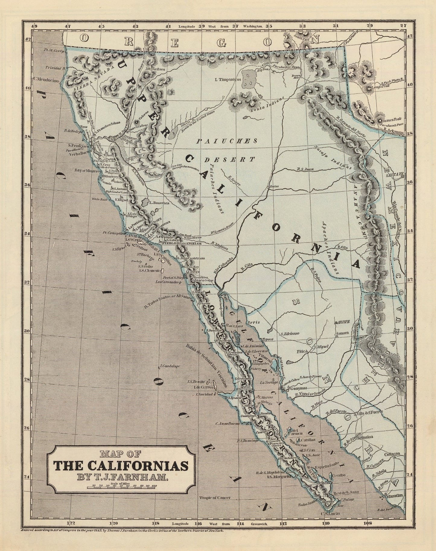Vintage Map of California, 1842 | Wall Art
