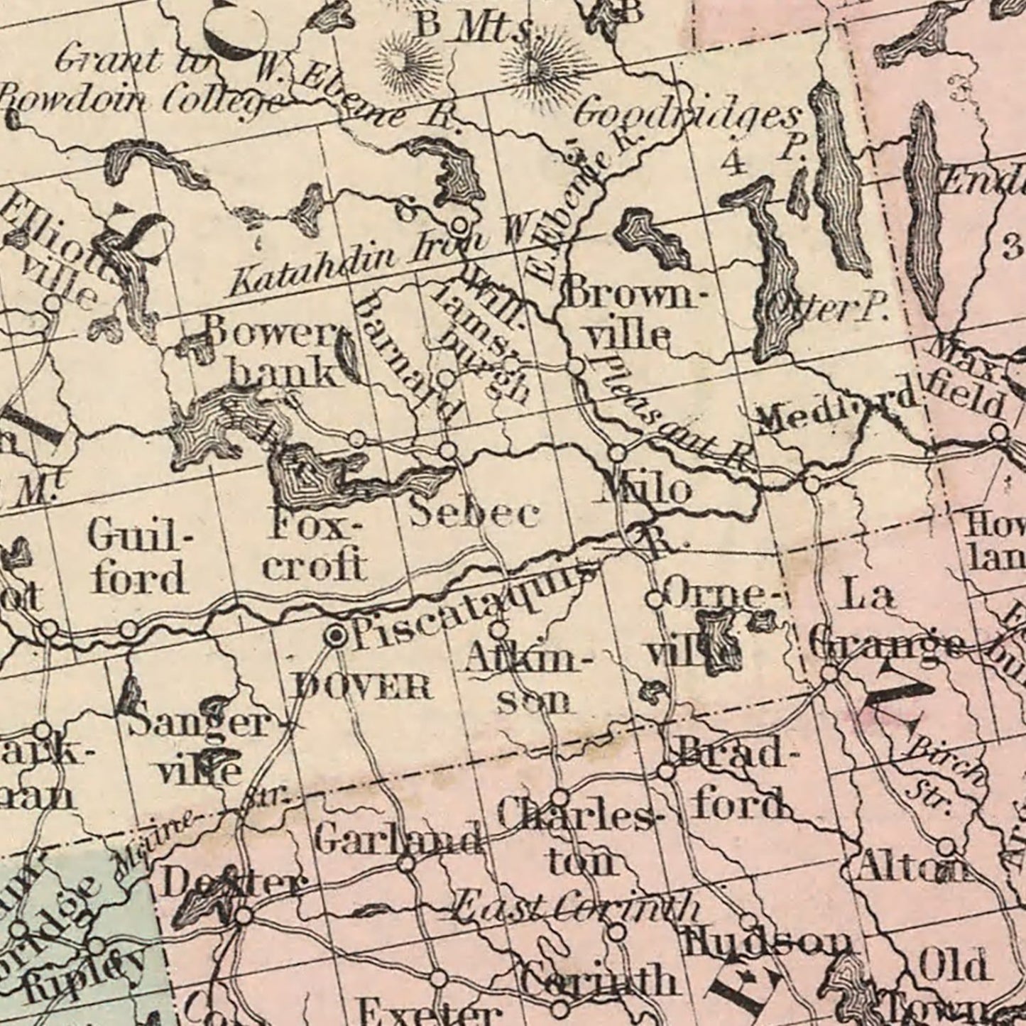 Vintage Map of Maine, 1861