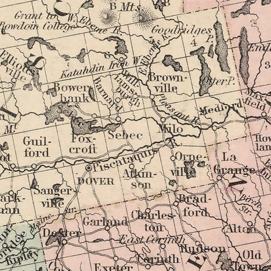 Vintage Map of Maine, 1861