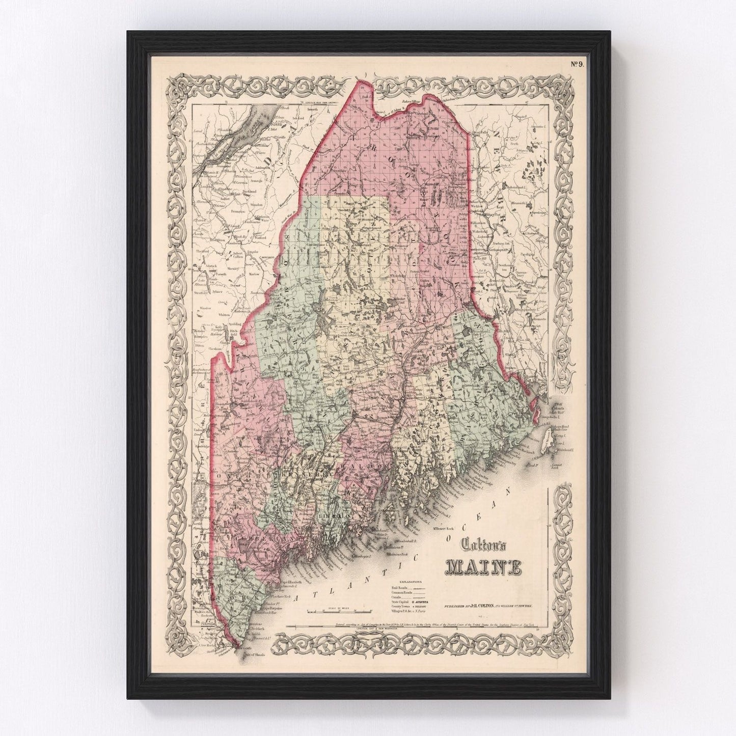 Vintage map of Maine, 1861