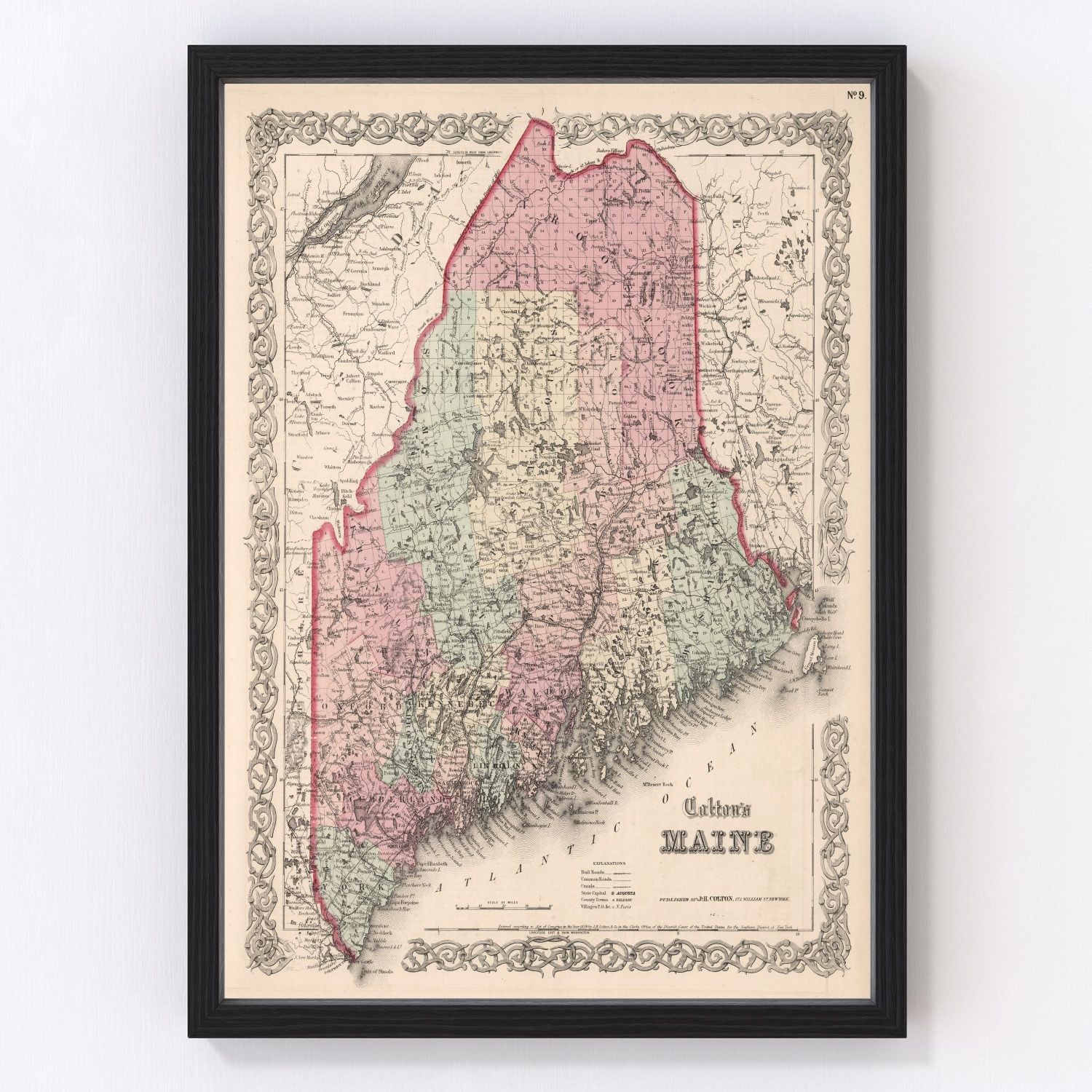 Vintage map of Maine, 1861