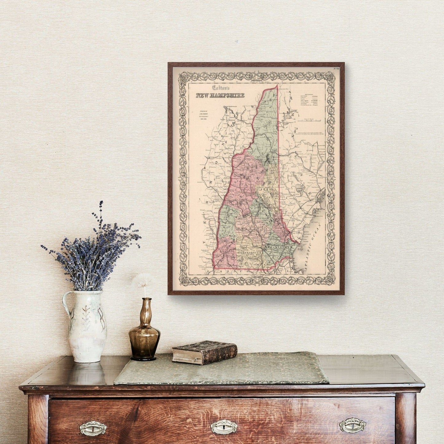 Vintage Map of New Hampshire, 1861