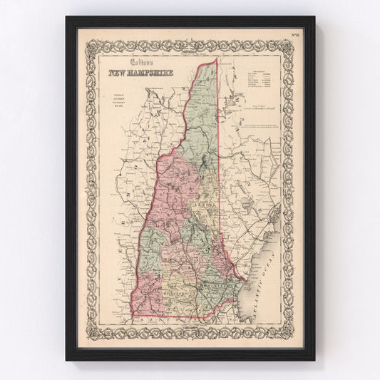 Vintage map of New Hampshire, 1861