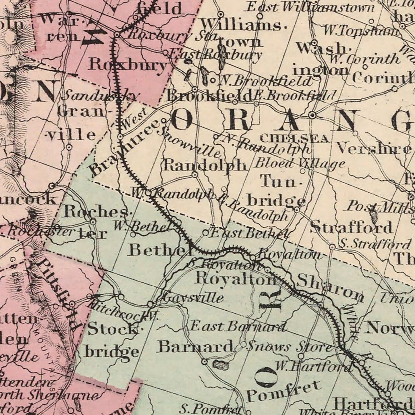 Vintage Map of Vermont, 1861