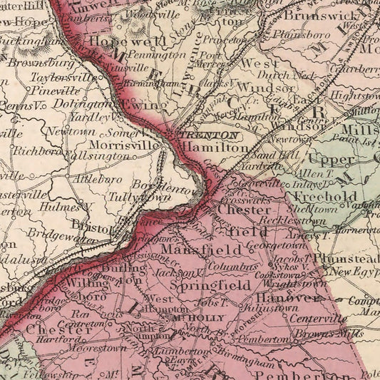 Vintage Map of New Jersey, 1861