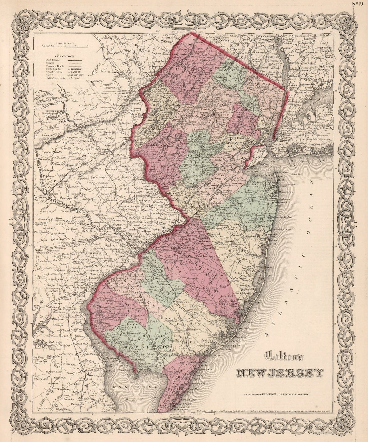 Vintage Map of New Jersey, 1861