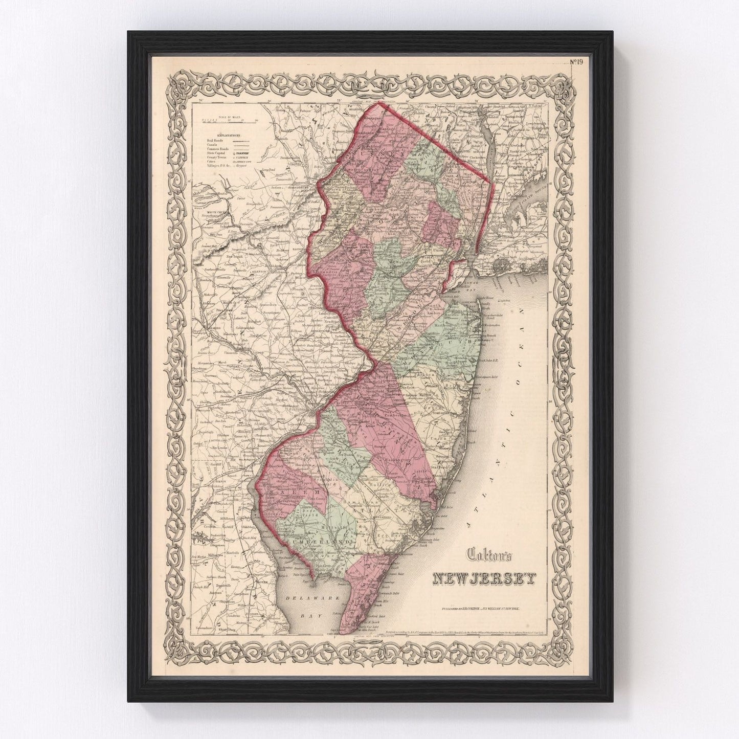Vintage map of New Jersey, 1861