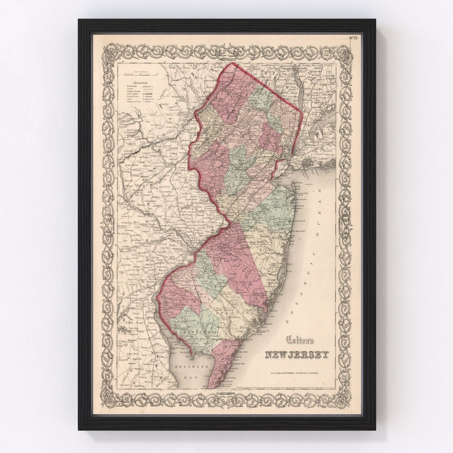 Vintage map of New Jersey, 1861