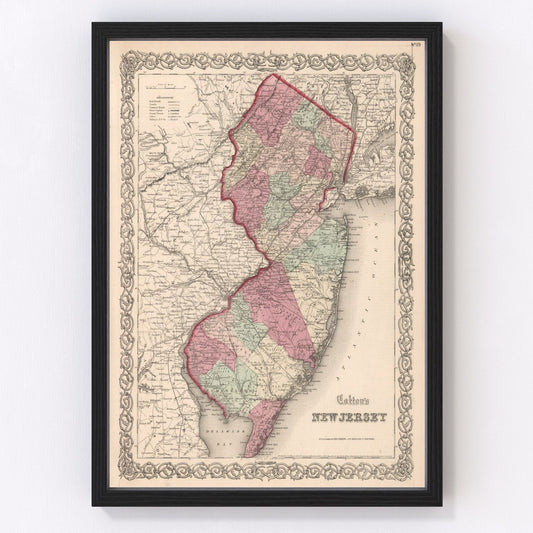 Vintage map of New Jersey, 1861