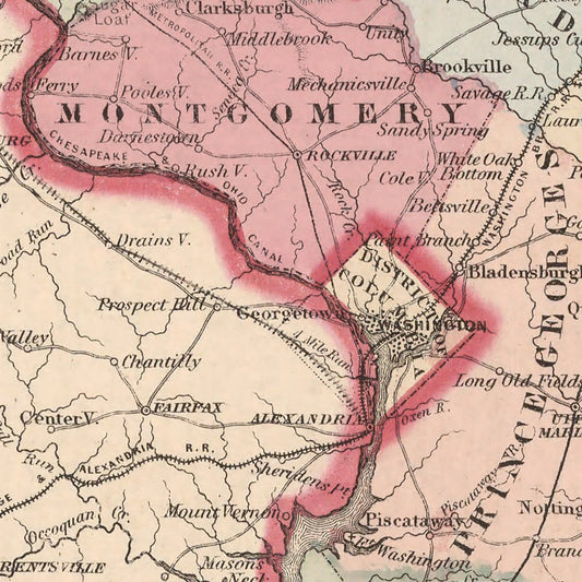 Vintage Map of Maryland & Delaware, 1861