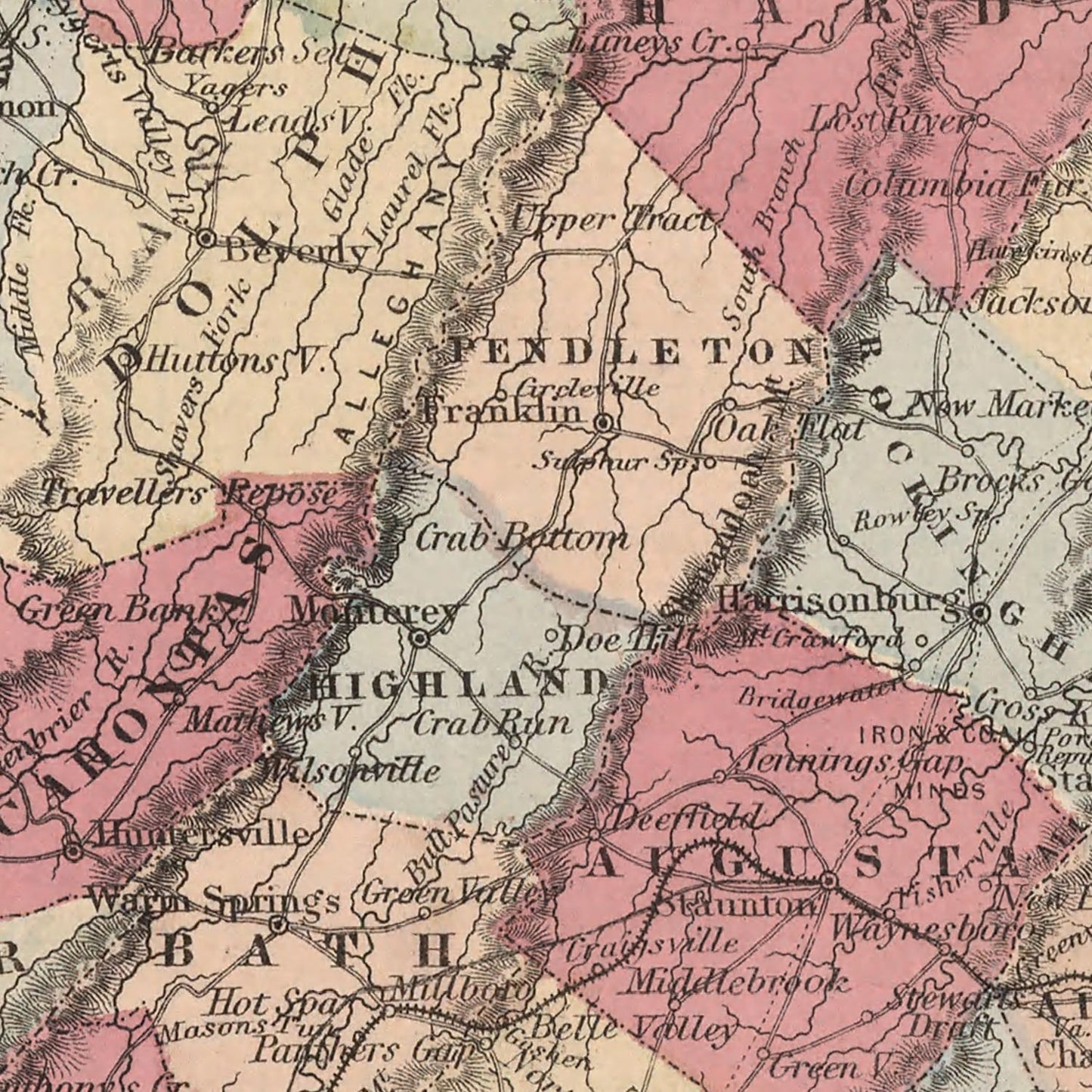 Vintage Map of Virginia, 1861