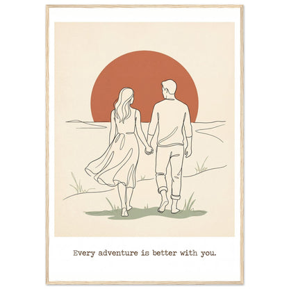 Romantic Wall Art - Couples Poster for Your Bedroom - 70x100 cm / 28x40″ - Wood frame / Ready-to-hang - Sparkycare