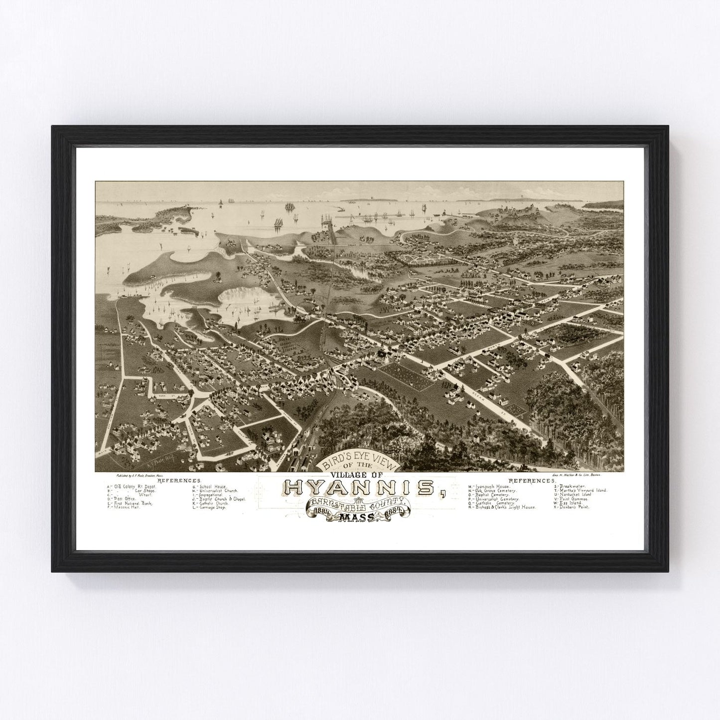 Vintage map of Hyannis, Massachusetts, 1884