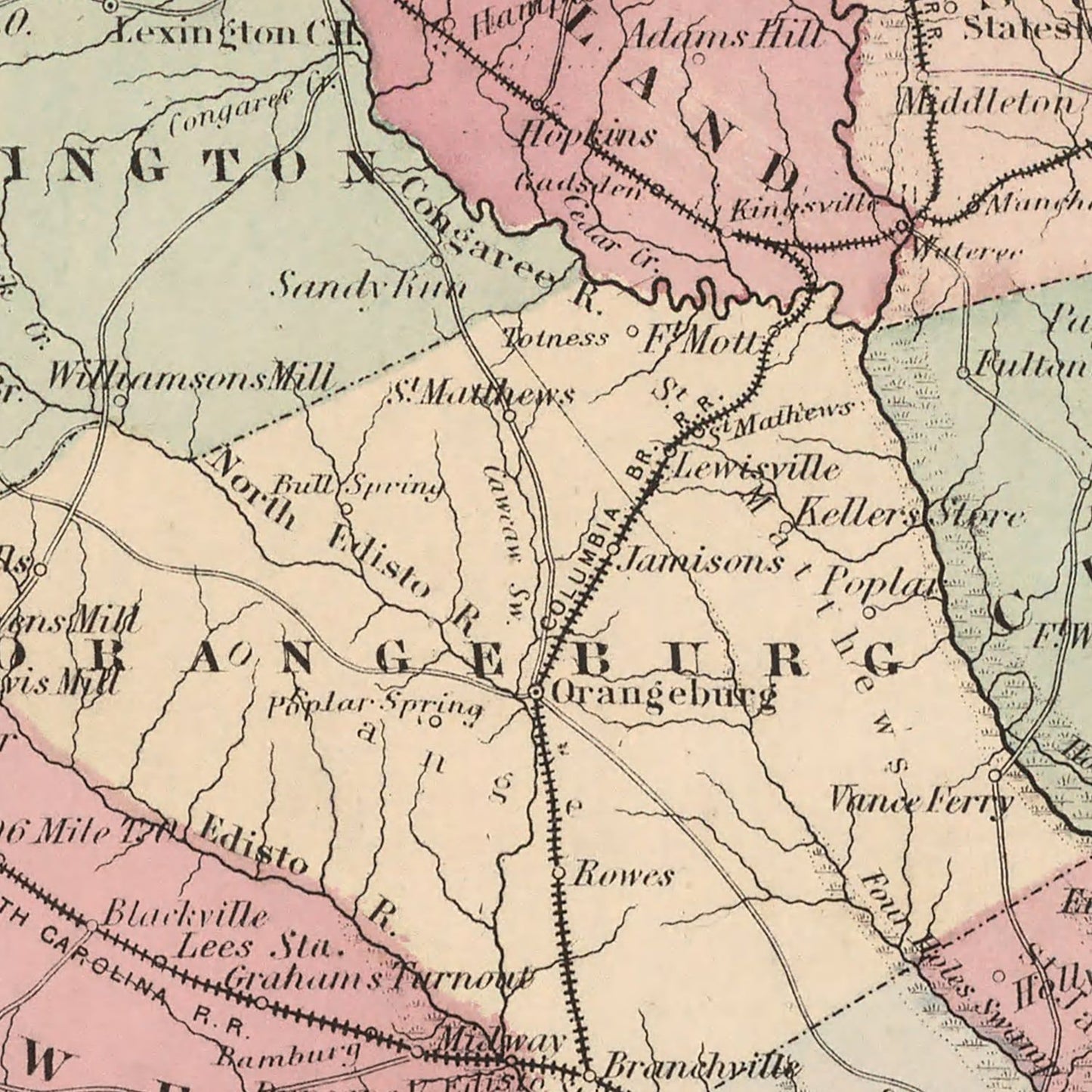 Vintage Map of South Carolina, 1861
