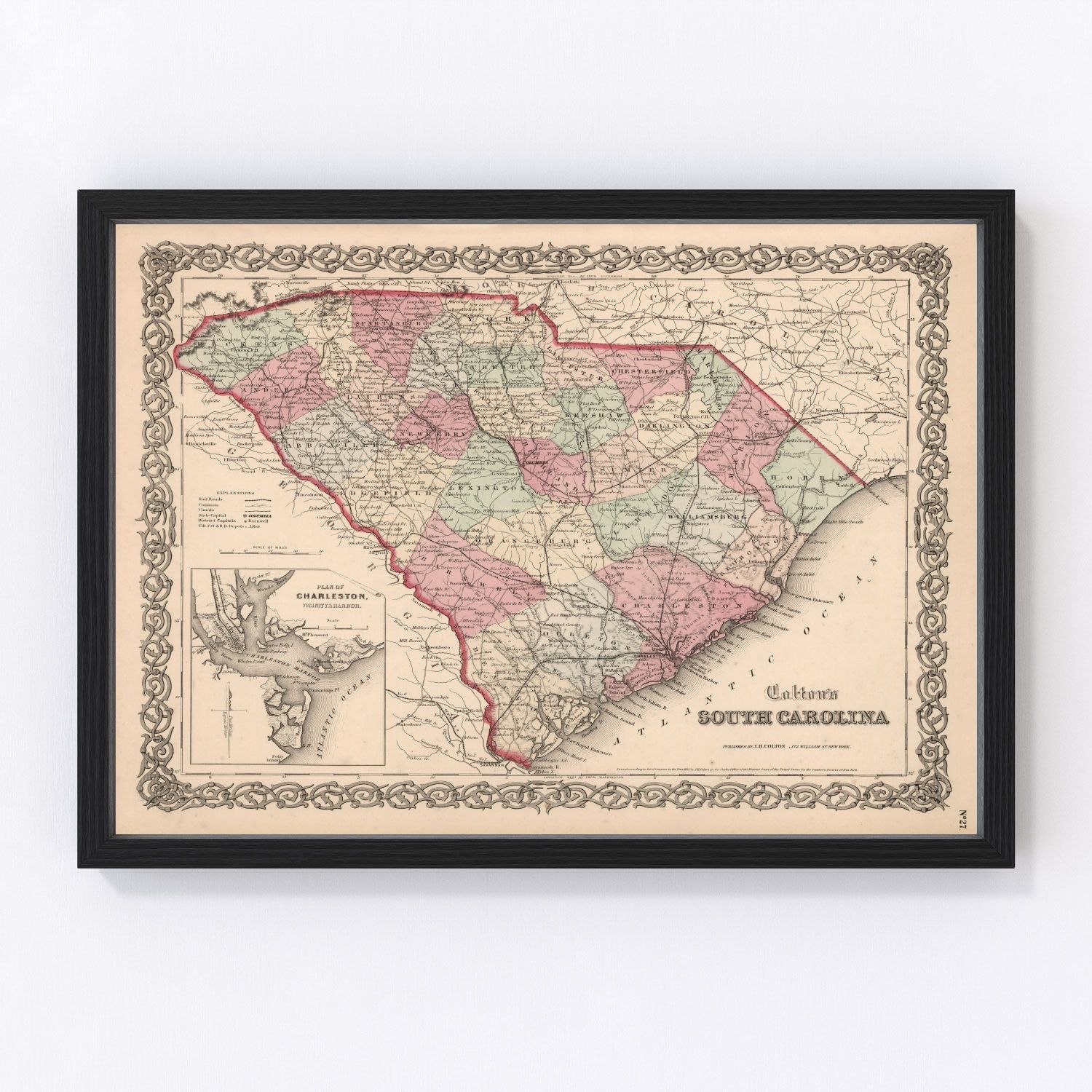 vintage map of South Carolina, 1861