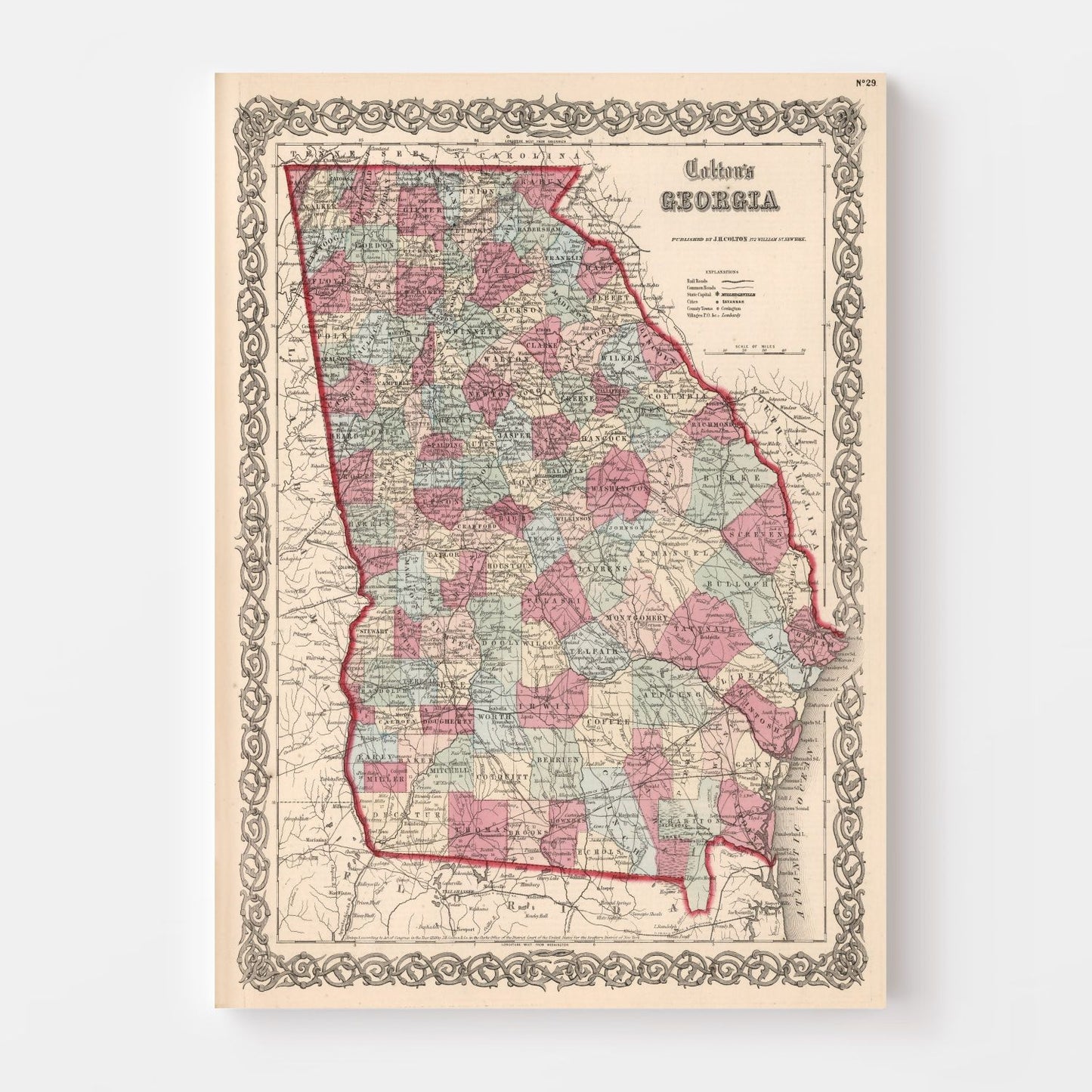 Vintage Map of Georgia, 1861
