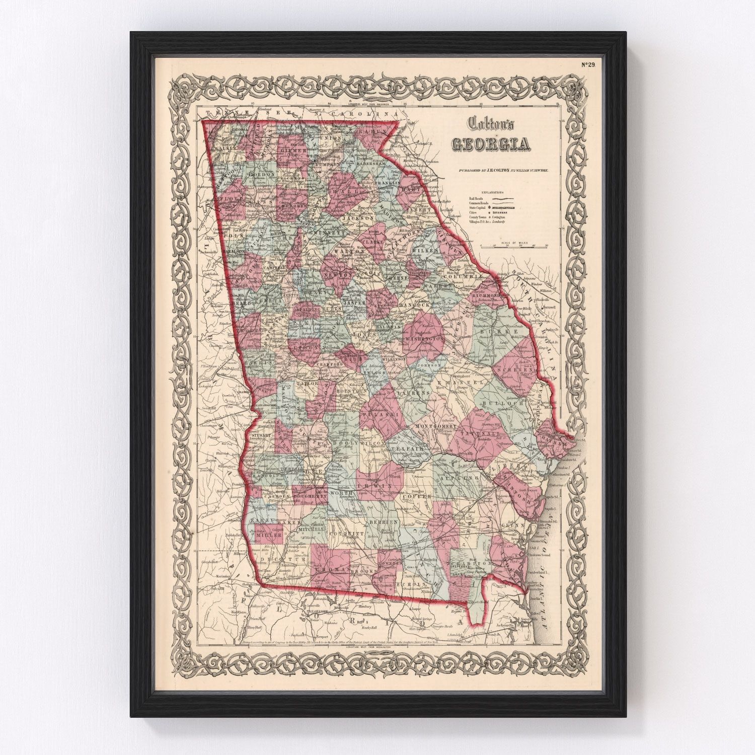 Vintage map of Georgia, 1861