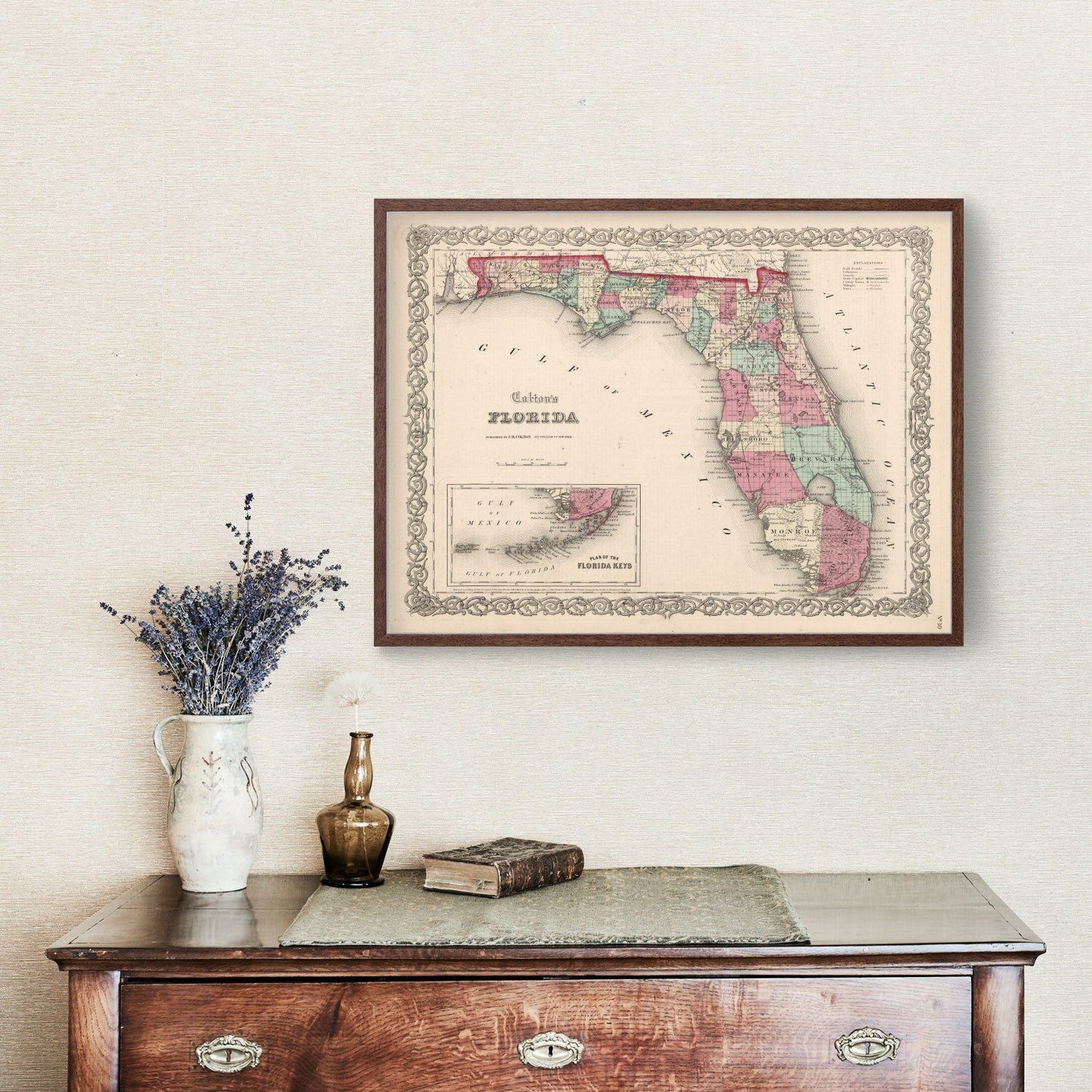 Vintage Map of Florida, 1861