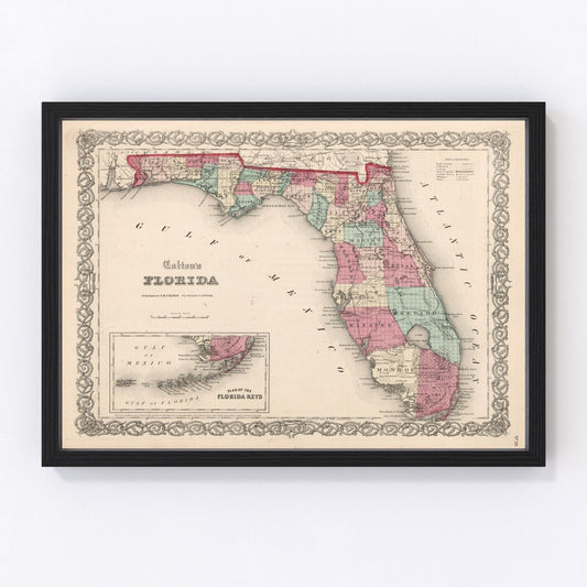 vintage map of Florida, 1861