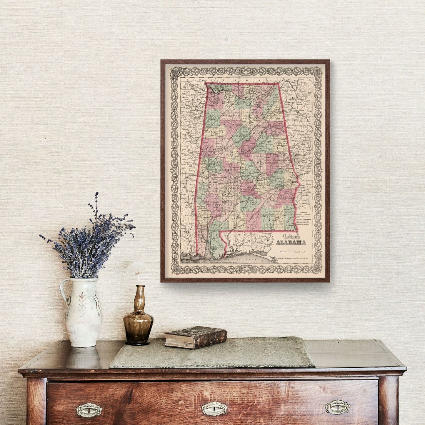 Vintage Map of Alabama, 1861