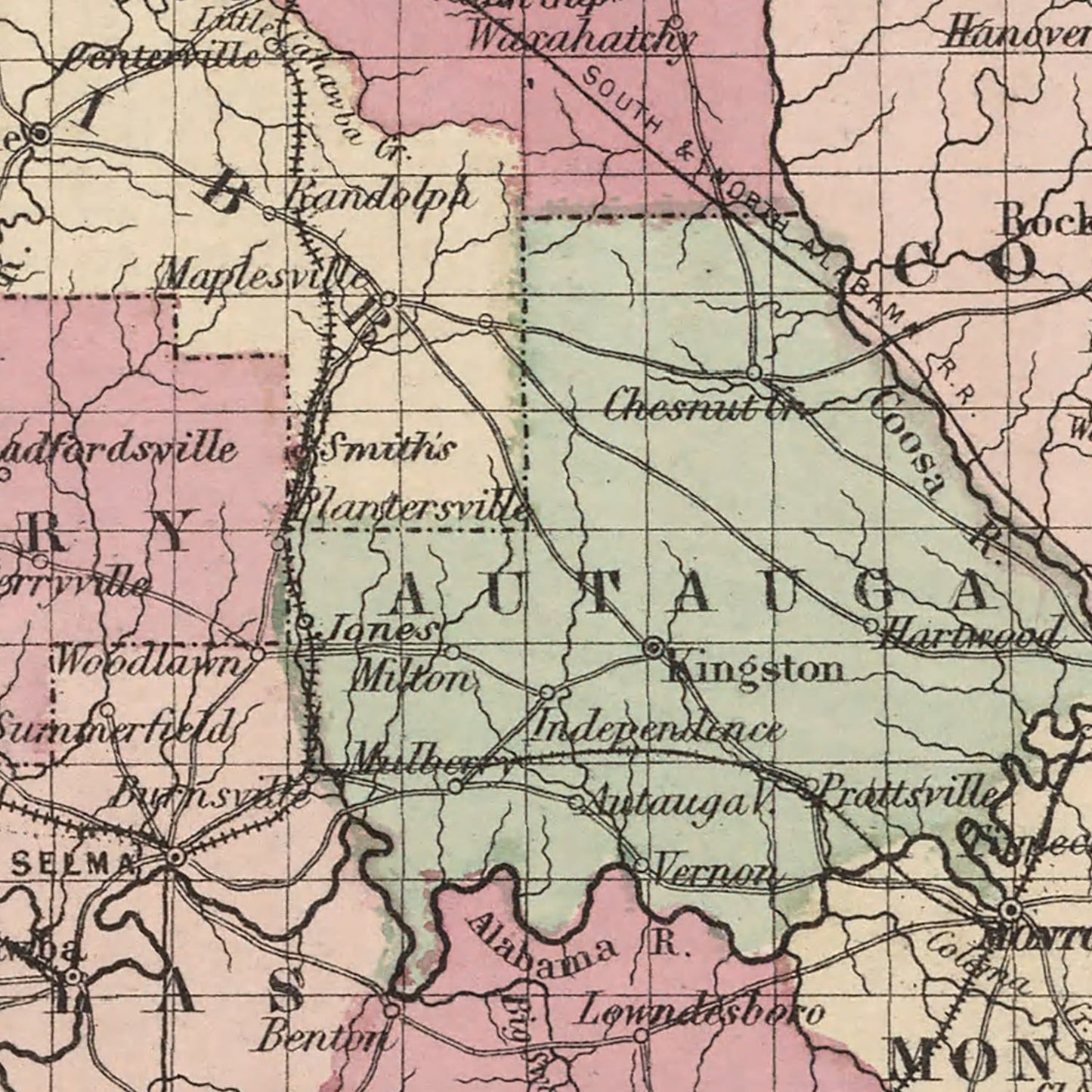 Vintage Map of Alabama, 1861