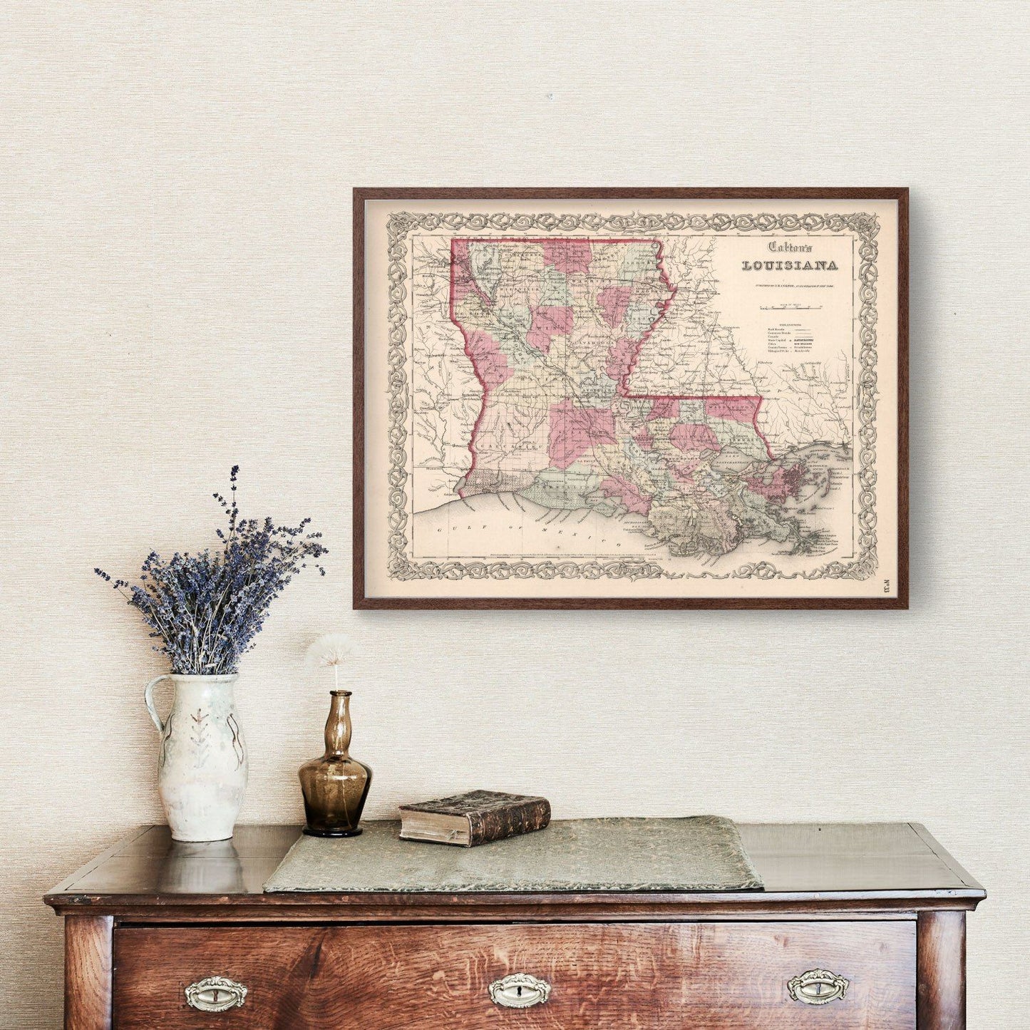 Vintage Map of Louisiana, 1861