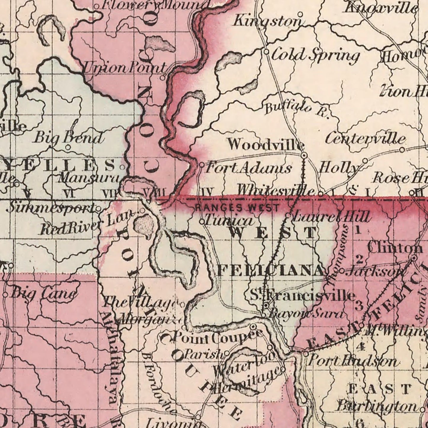 Vintage Map of Louisiana, 1861