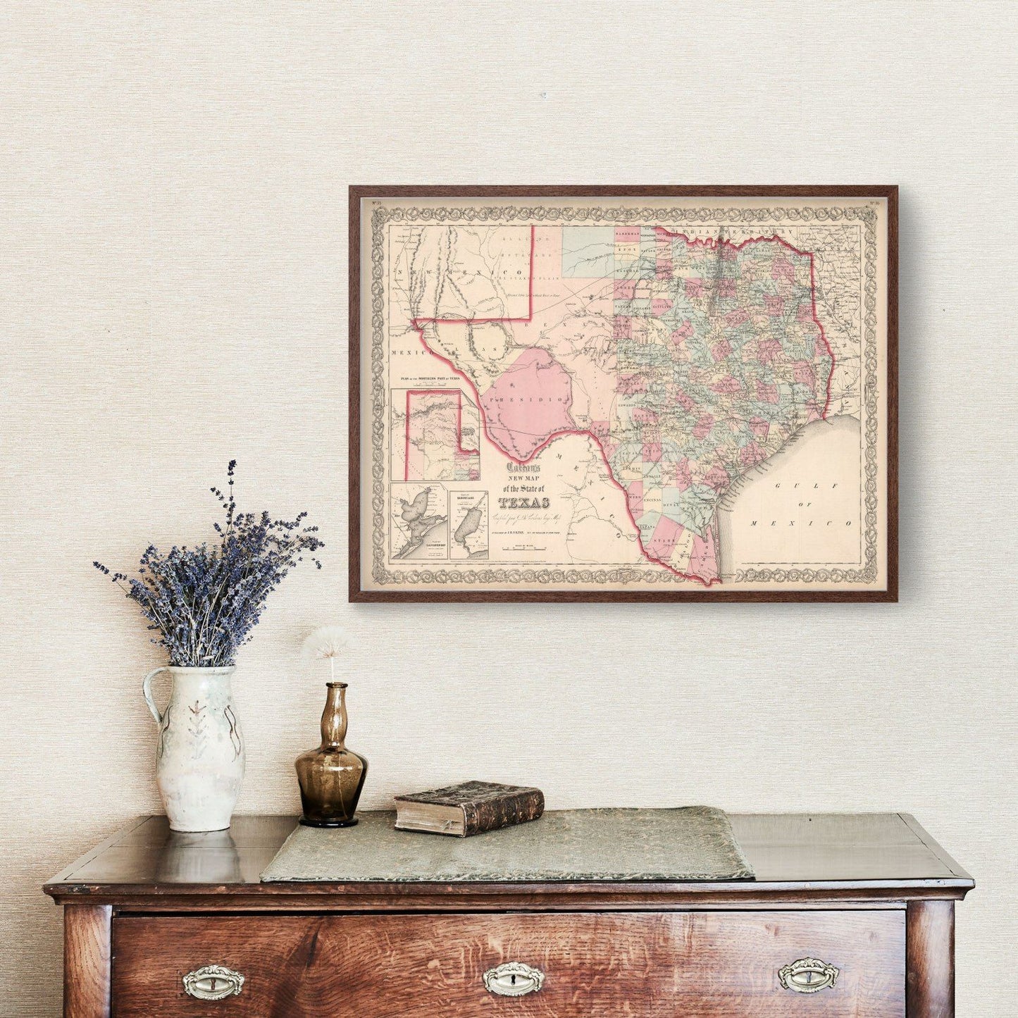 Vintage Map of Texas, 1861