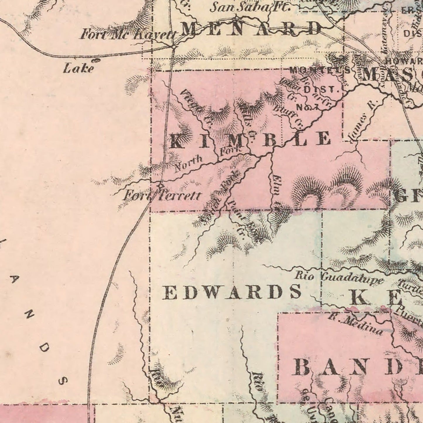 Vintage Map of Texas, 1861