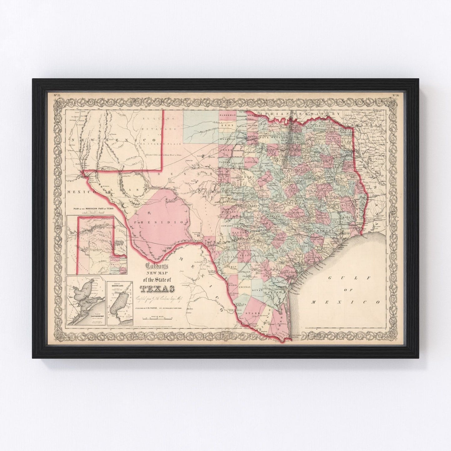 vintage map of Texas, 1861