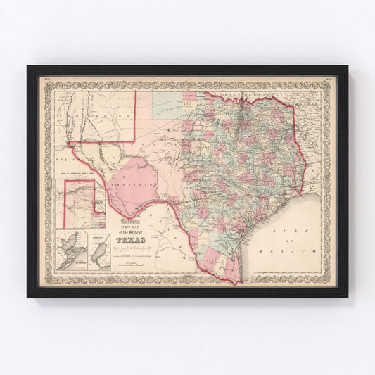 vintage map of Texas, 1861