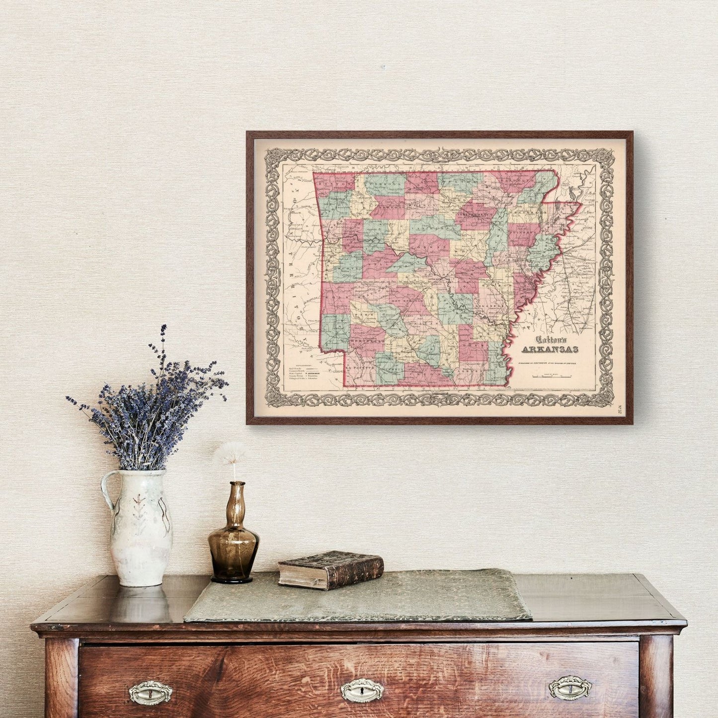 Vintage Map of Arkansas, 1861