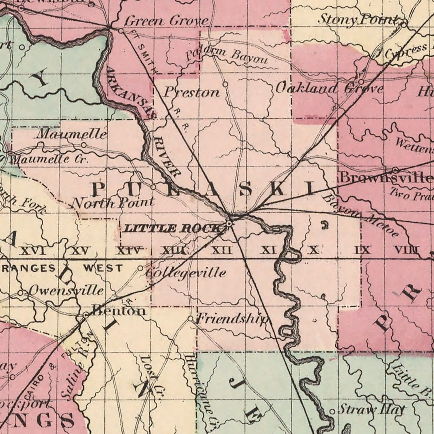 Vintage Map of Arkansas, 1861