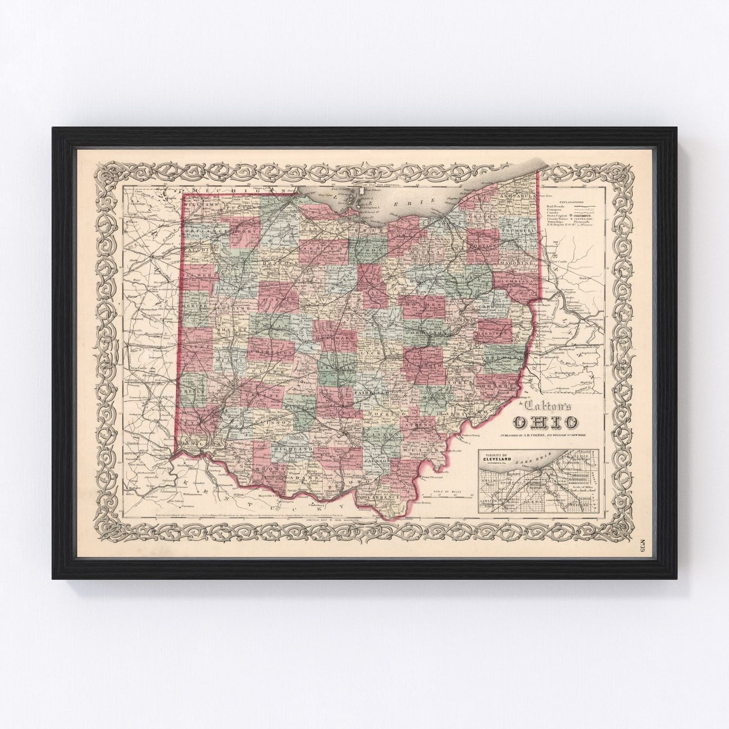 Vintage map of Ohio, 1861