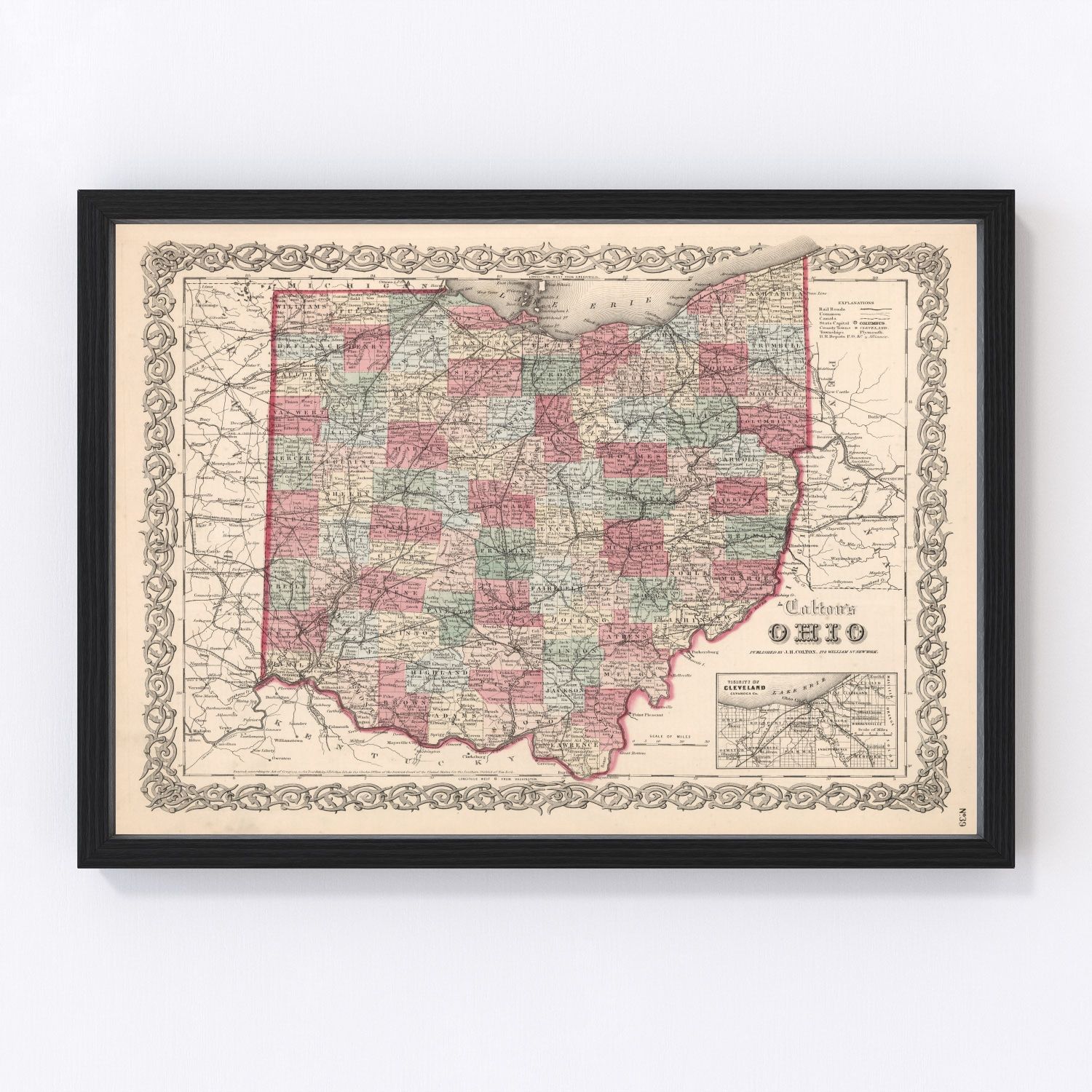 Vintage map of Ohio, 1861