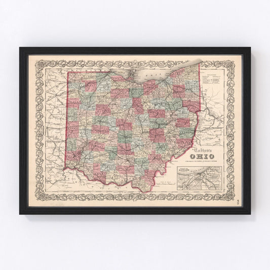 Vintage map of Ohio, 1861