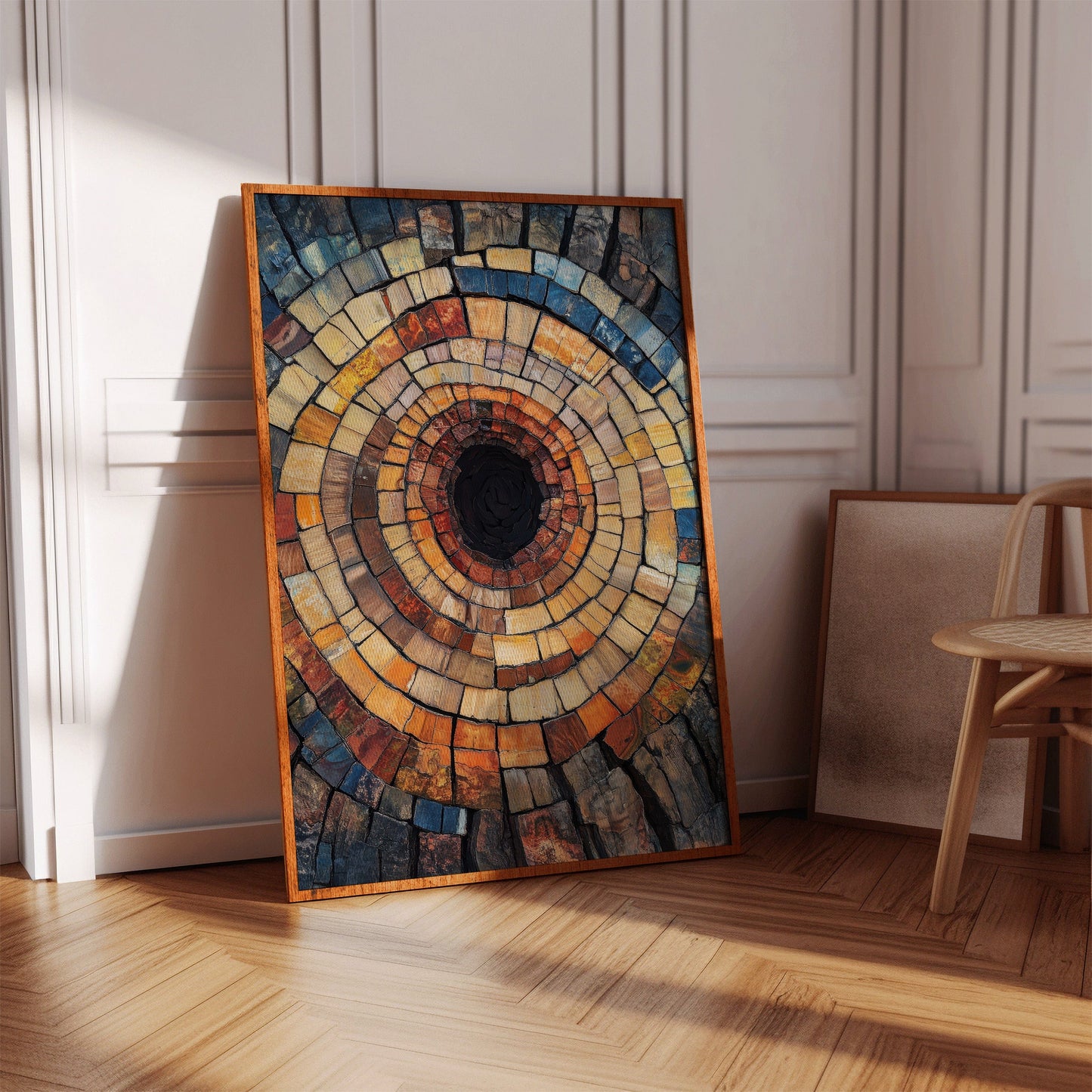 Petrified Wood Spiral Earth Tone Abstract Wall Art