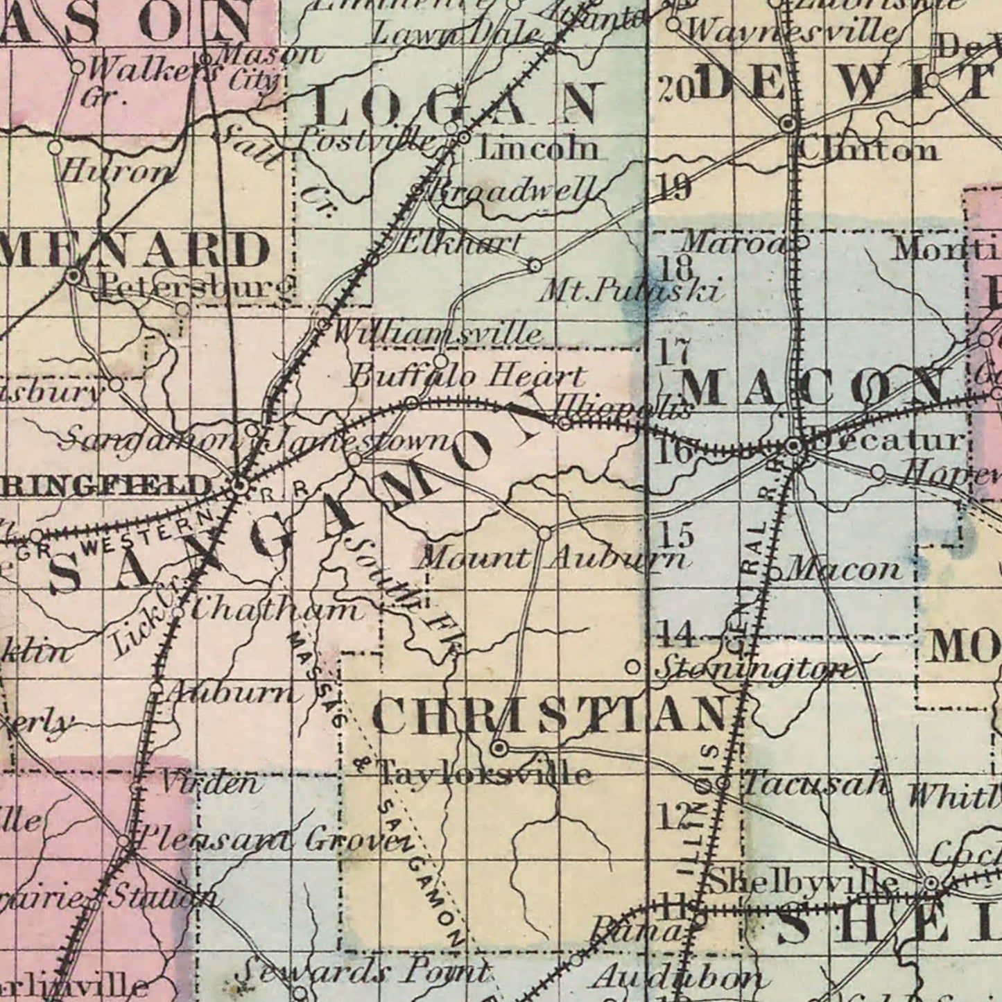 Vintage Map of Illinois, 1861
