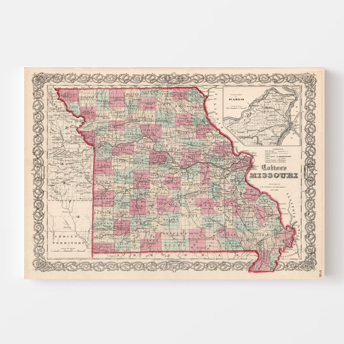 Vintage Map of Missouri, 1861