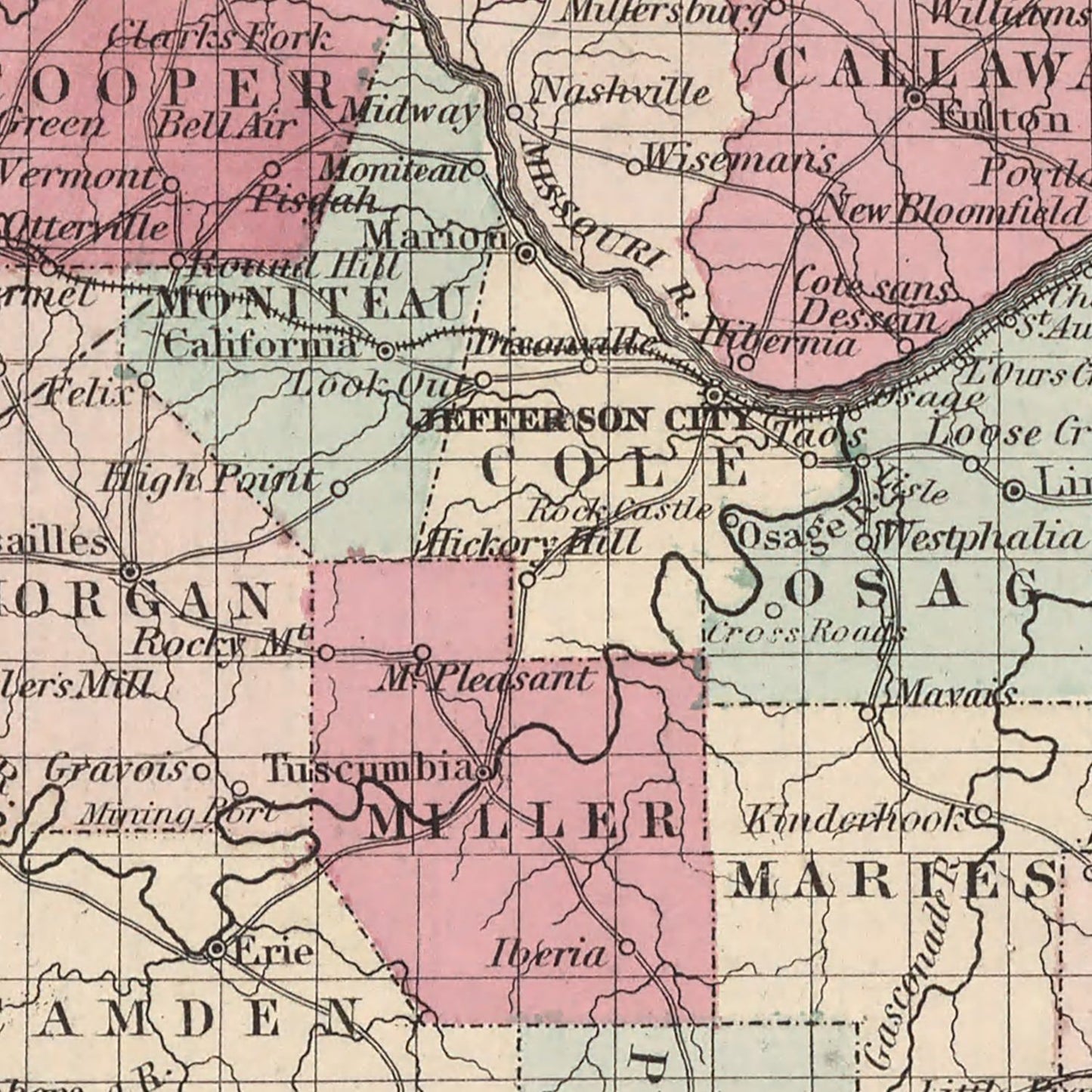 Vintage Map of Missouri, 1861
