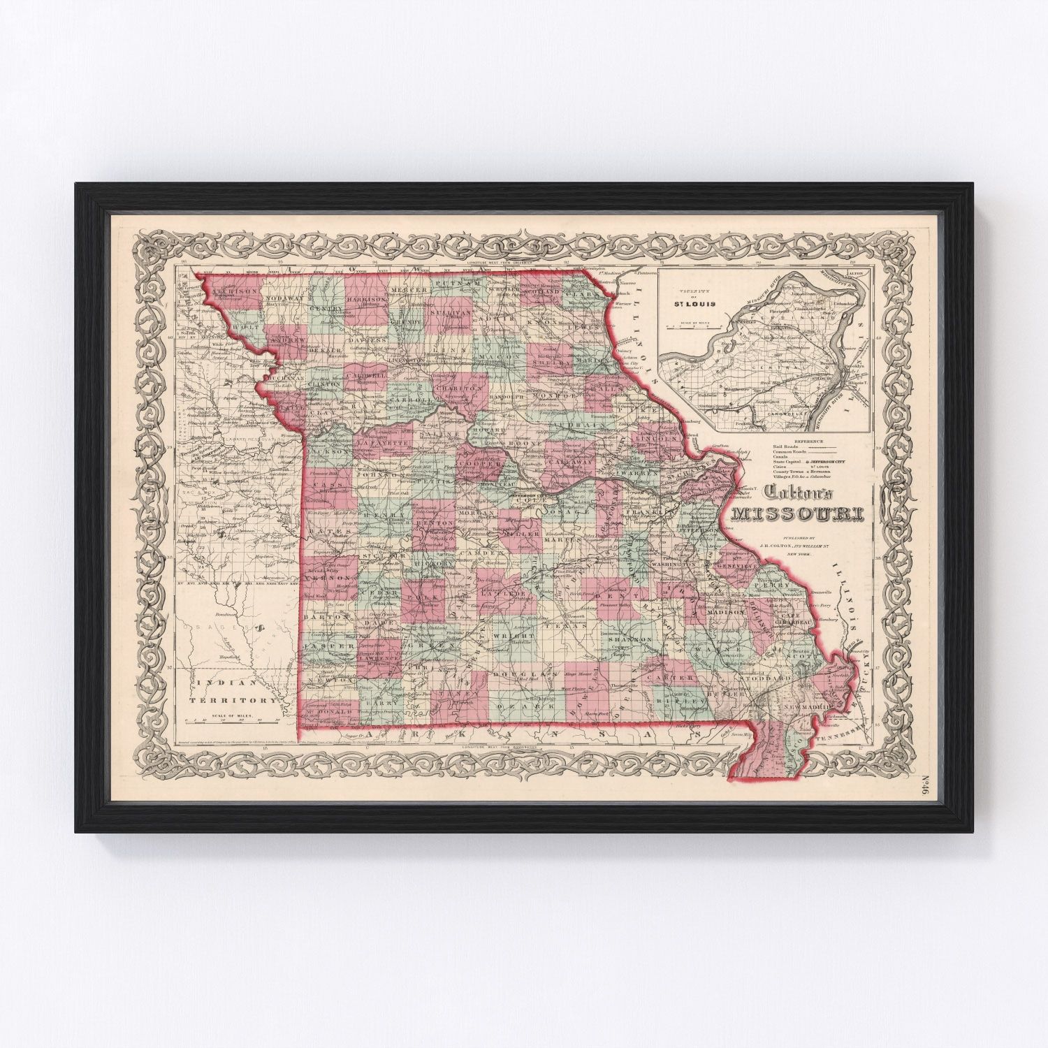Vintage map of Missouri, 1861